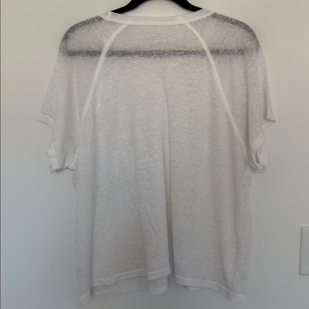 Aerie Women's White Sheer Linen Blend Flowy T-Shirt - Size S - Picture 4 of 5